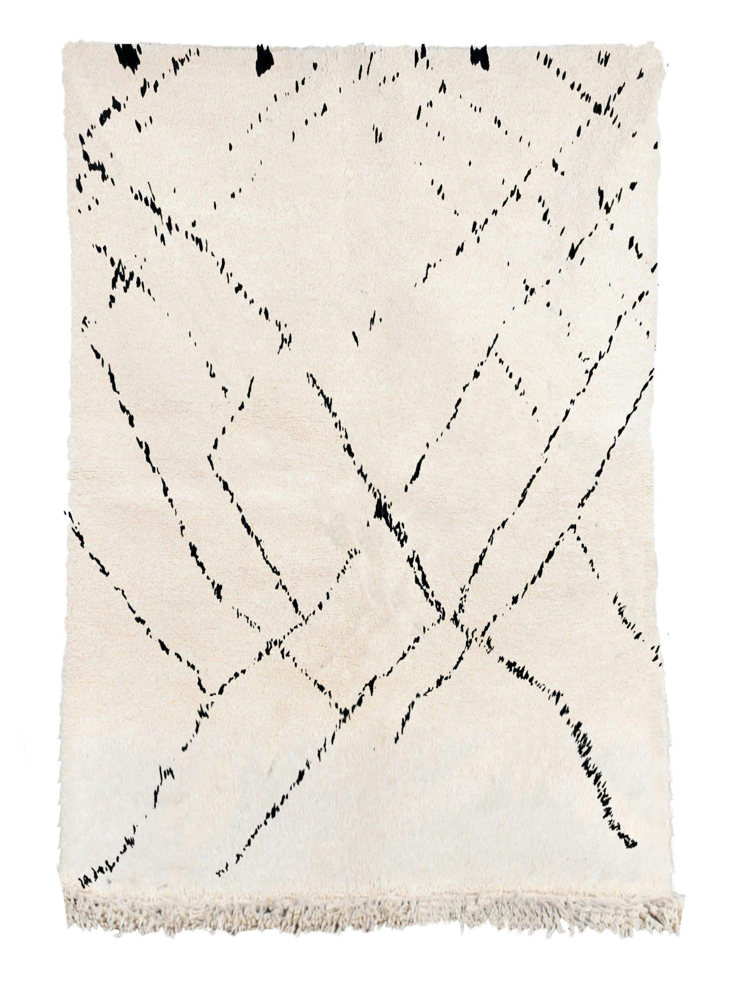 BERBERE - Tapis berbère original marocain laine noir blanc Mamounia 200x300