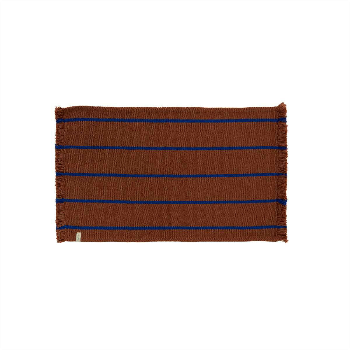 LINA - Tapis de bain bleu en polyester recyclé 100x60cm