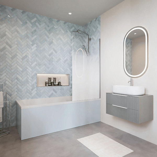 Baignoire droite DURAVIT D-Neo 170 x70 cm  Pare bain droit AURYS Mist 1 chromé