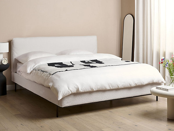 Lit avec sommier Bouclé CORIO 180 x 200 cm Blanc cassé