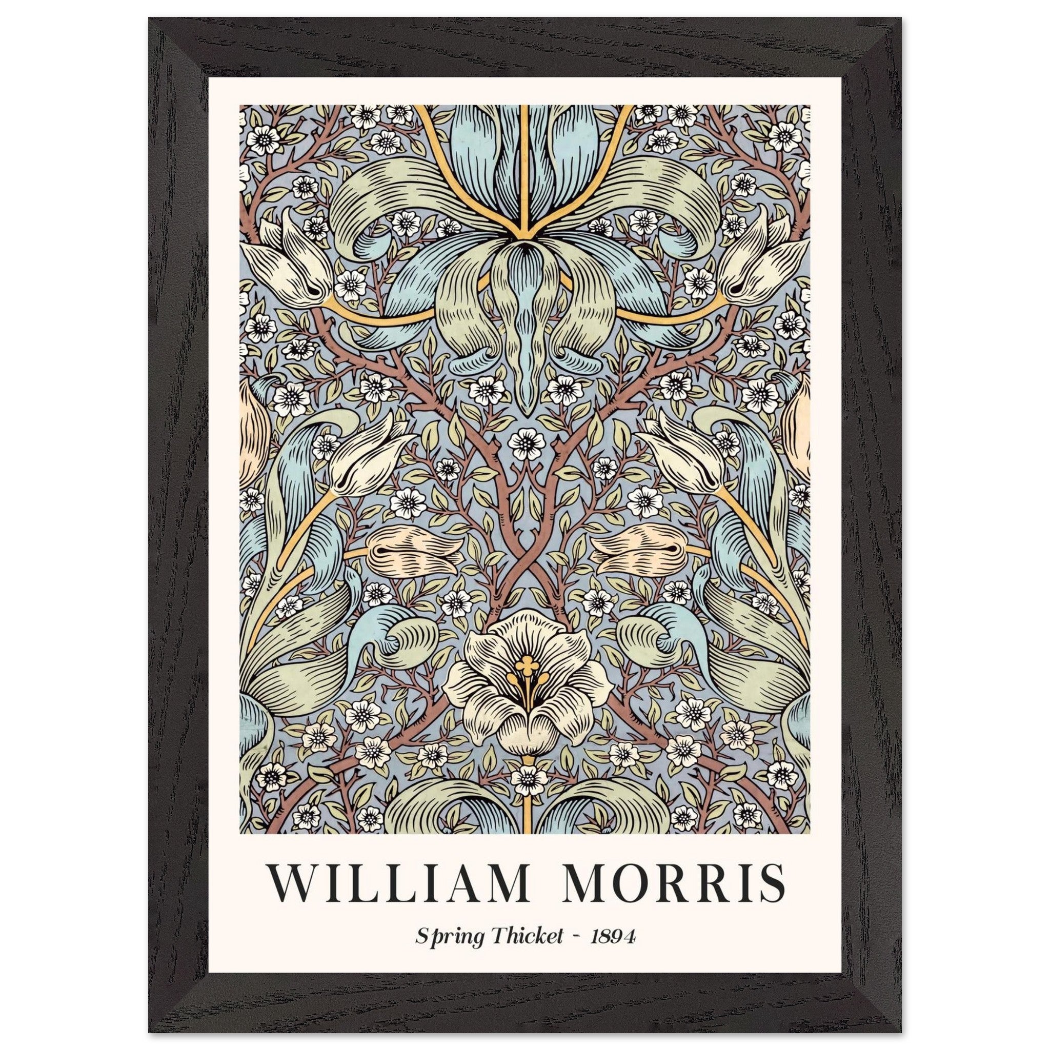 Artfulprints Poster met Lijst William Morris - Spring thicket 1884  - A4 21x29.7 cm - Blauw