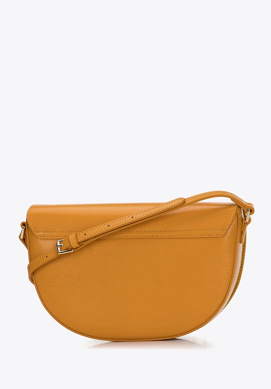 Damska saddle bag ze skóry o fakturze lizard żółta