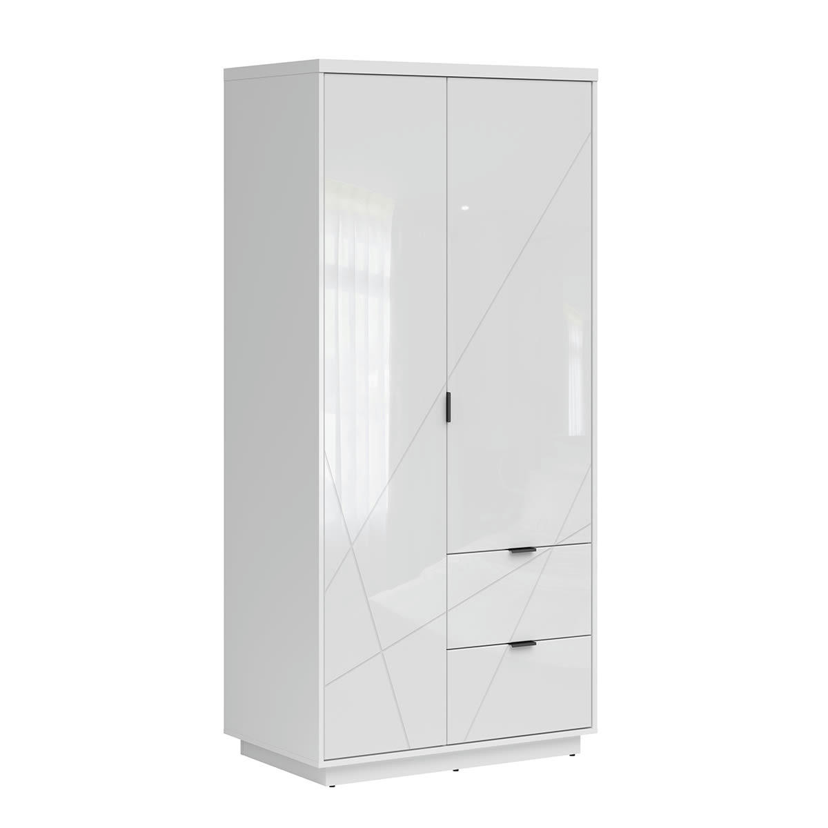 - Armoire 2 portes 2 tiroirs blanc