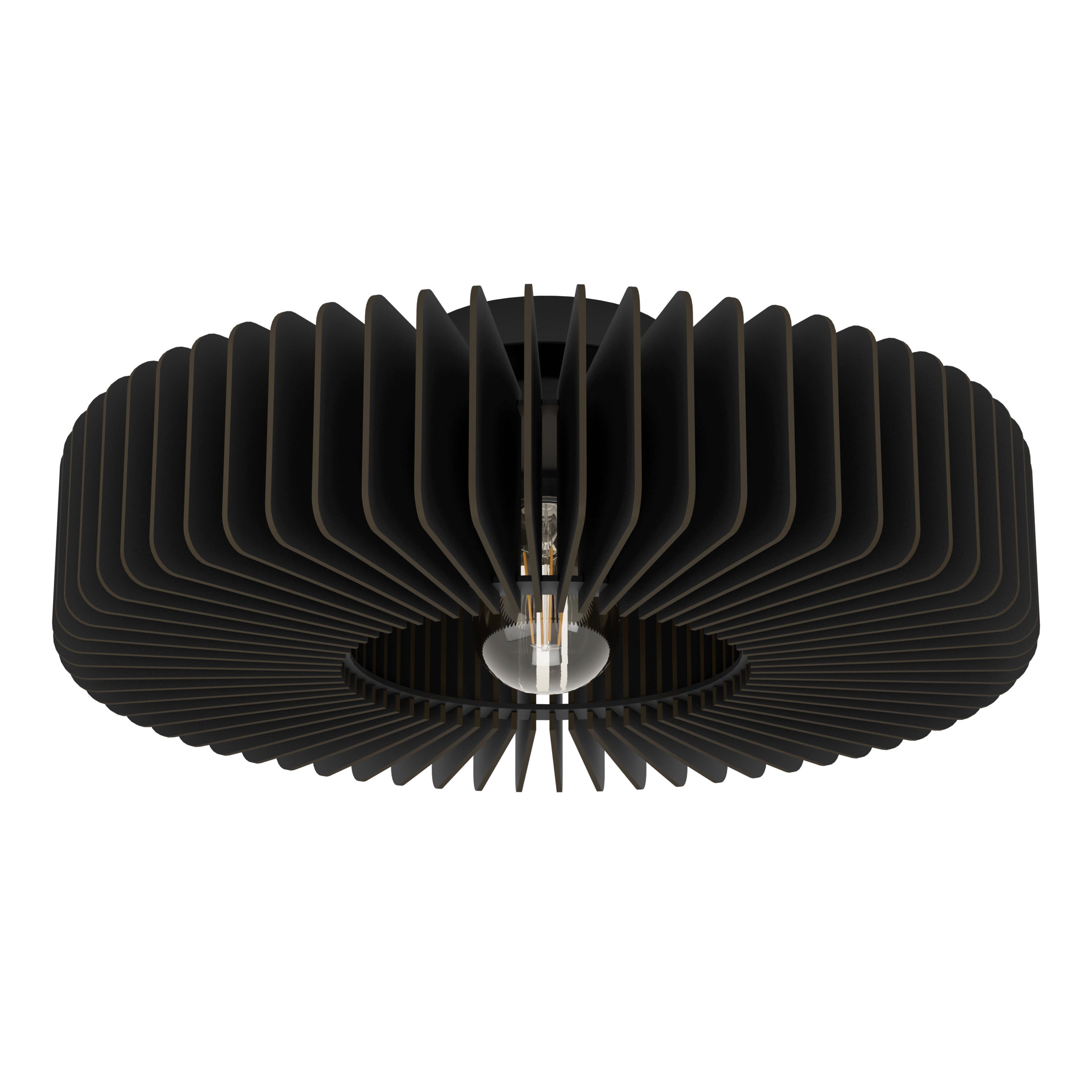 EGLO plafondlamp Palombaia - e27 - ø 50 cm - zwart - hout/staal