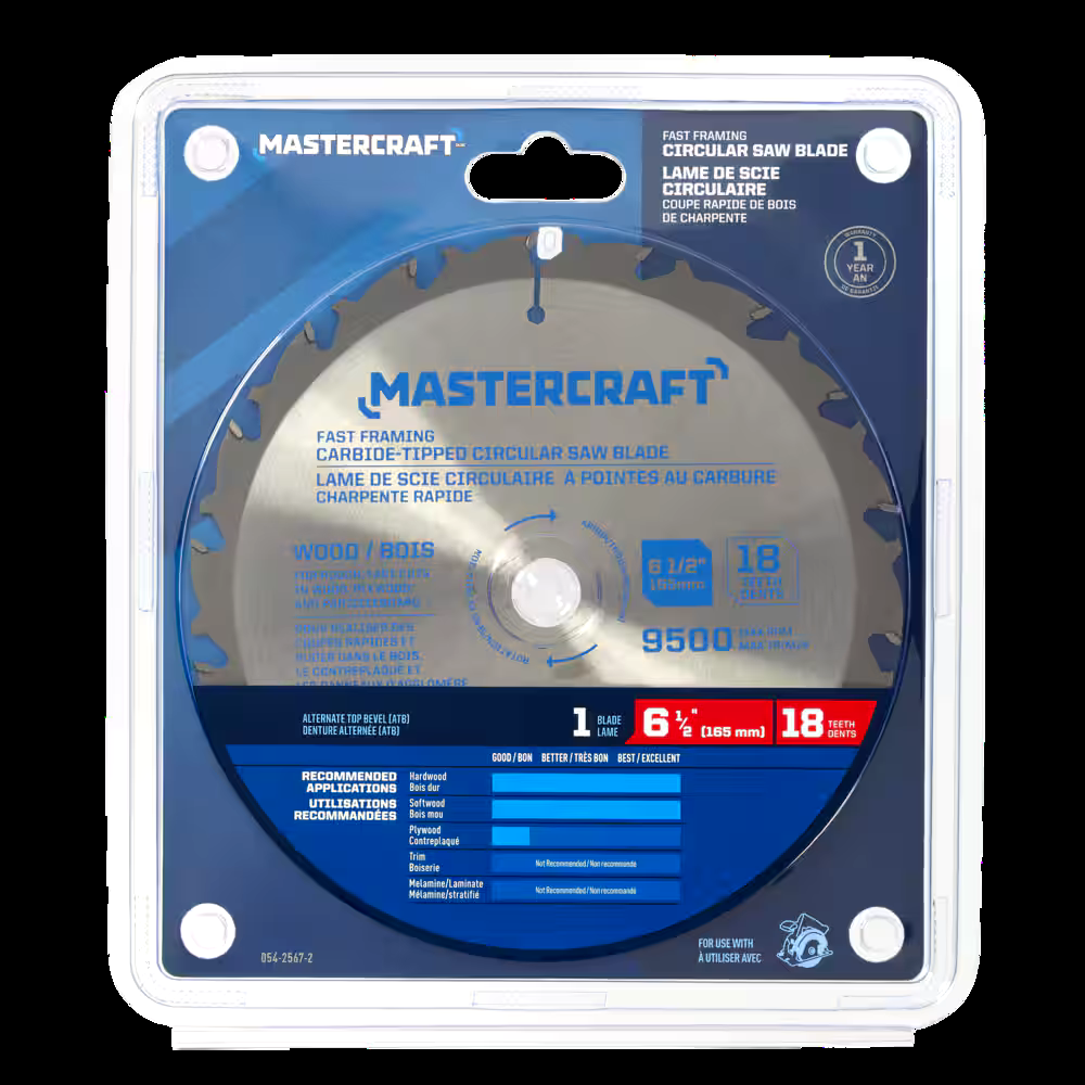 Mastercraft 6-1/2-in 18T Carbide Tipped Fast Framing Circular Saw Blade for Wood