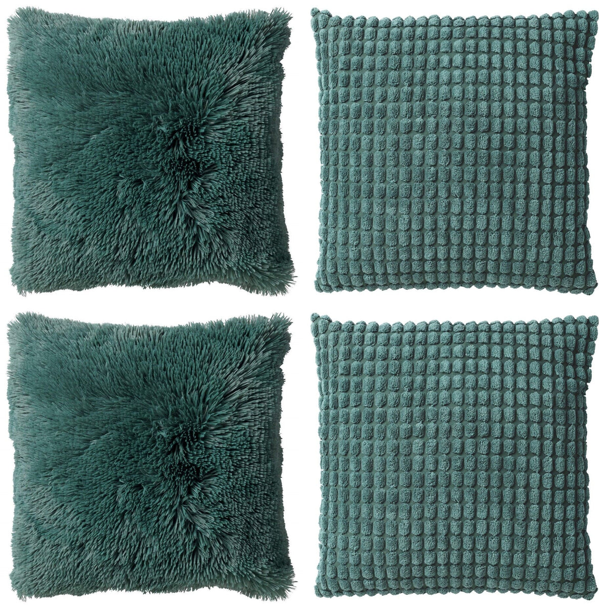 KUSSENSET - 4-delig - Cosy Favourites - 45x45 cm - inclusief binnenkussens - groen