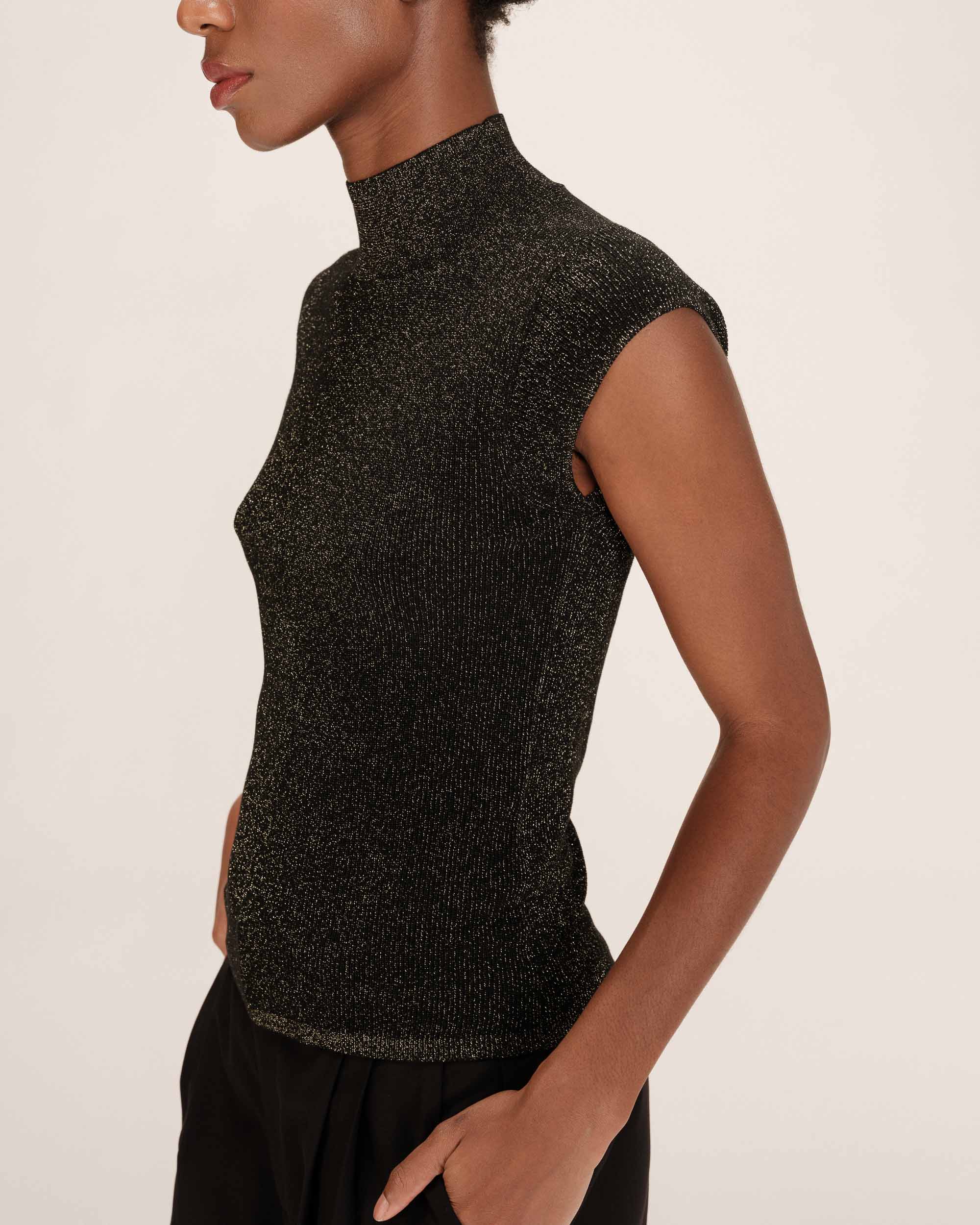 Top en lurex col montant or Talisman
