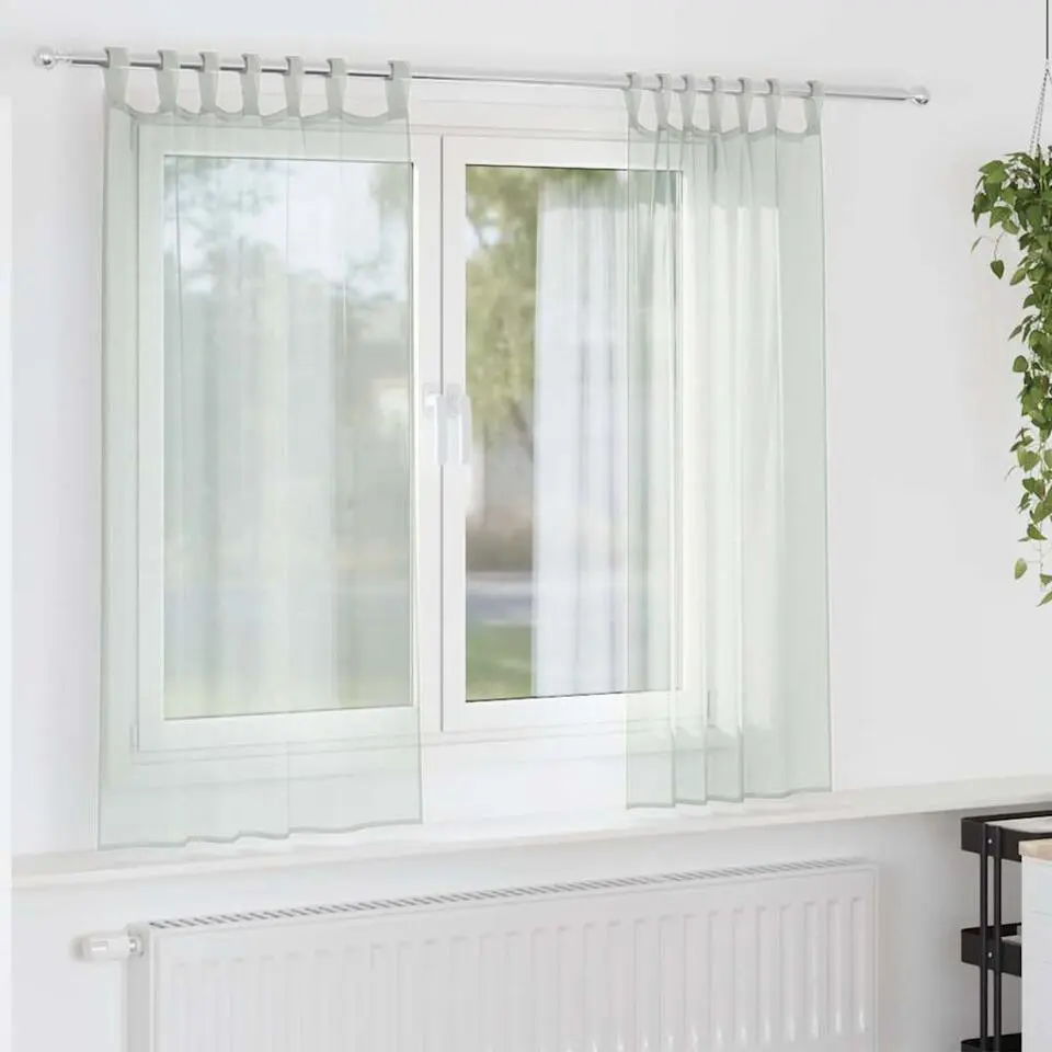 vidaXL Gordijnen van voile met lussen - Lichtgrijs - 140x175 cm - Stof - 2 Stuks