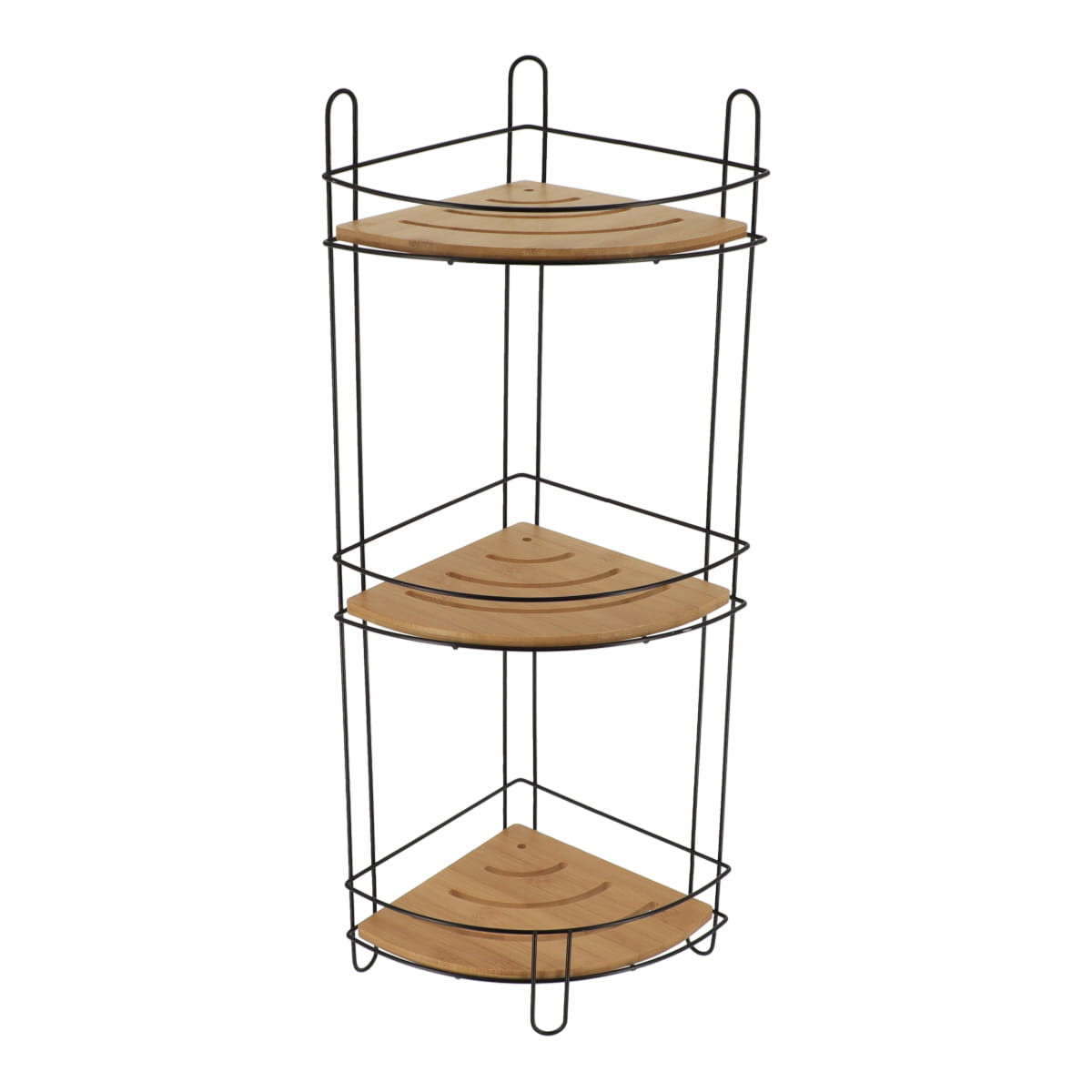 Trzypoziomowa półka narożna łazienkowa 62 cm Metal Bambus