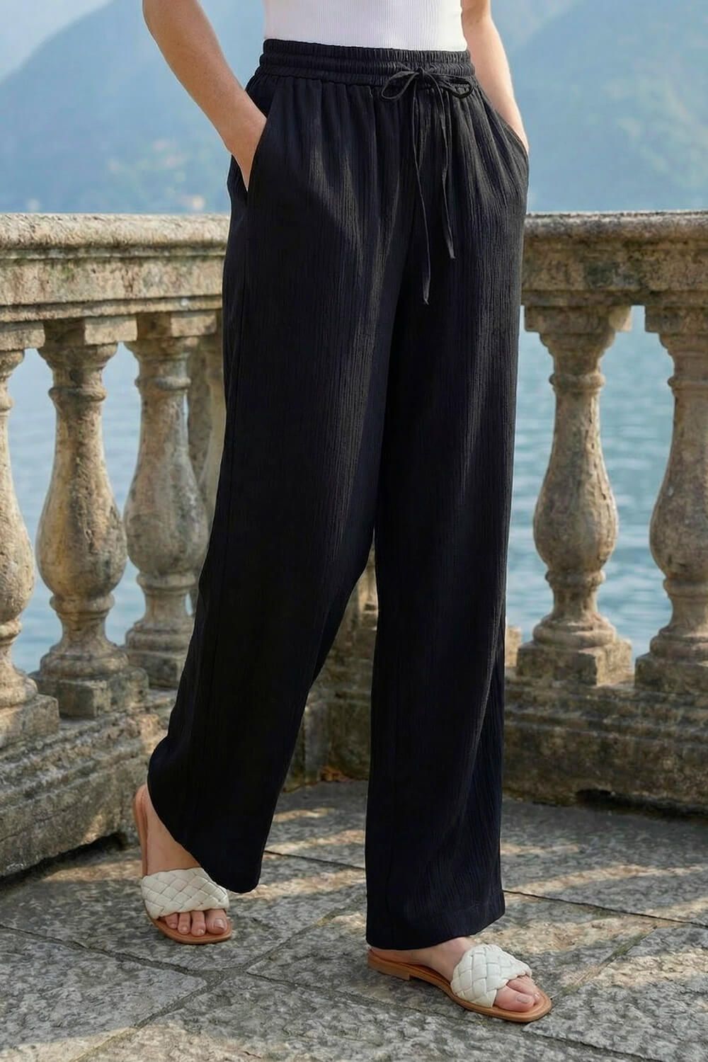 Roman Textured Wide Leg Trouser