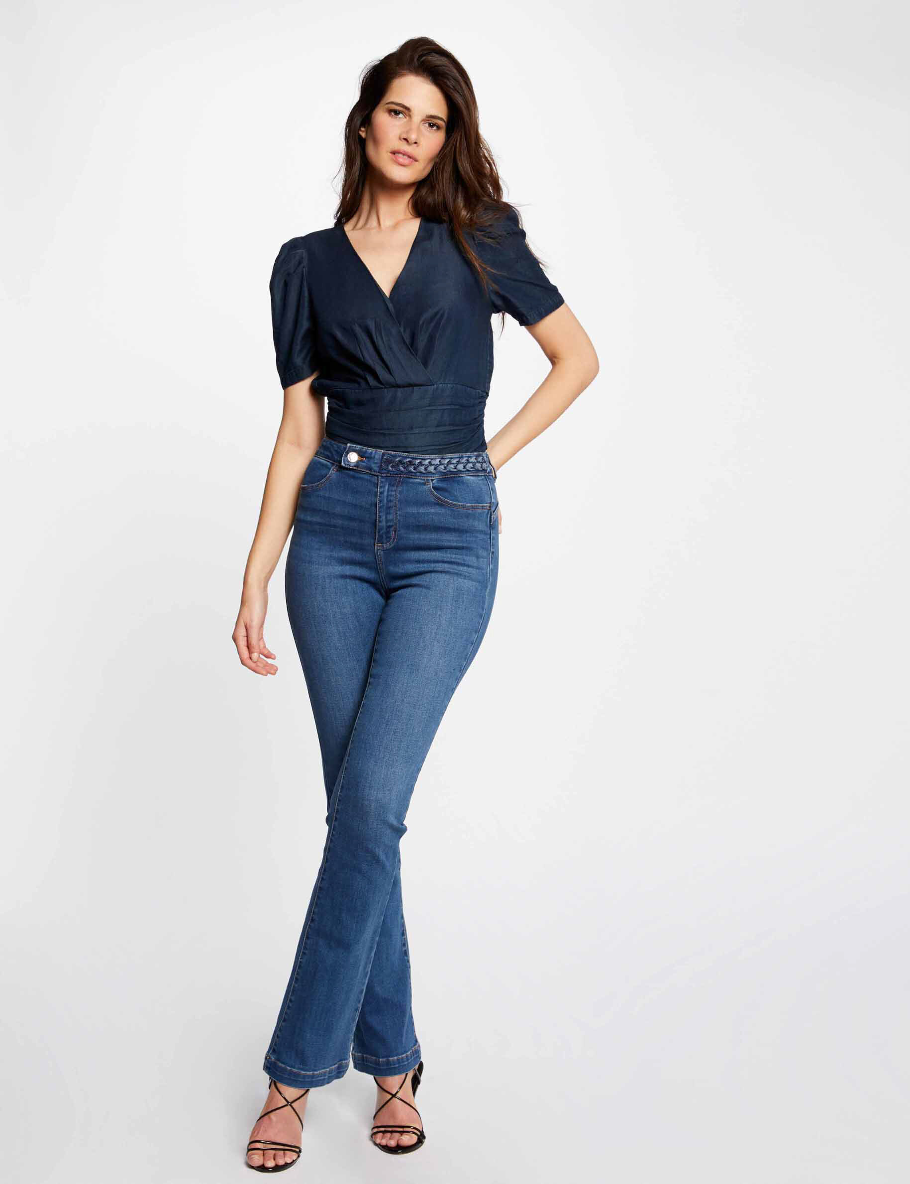 Straight Jeans With Braided Details Stone Denim Women