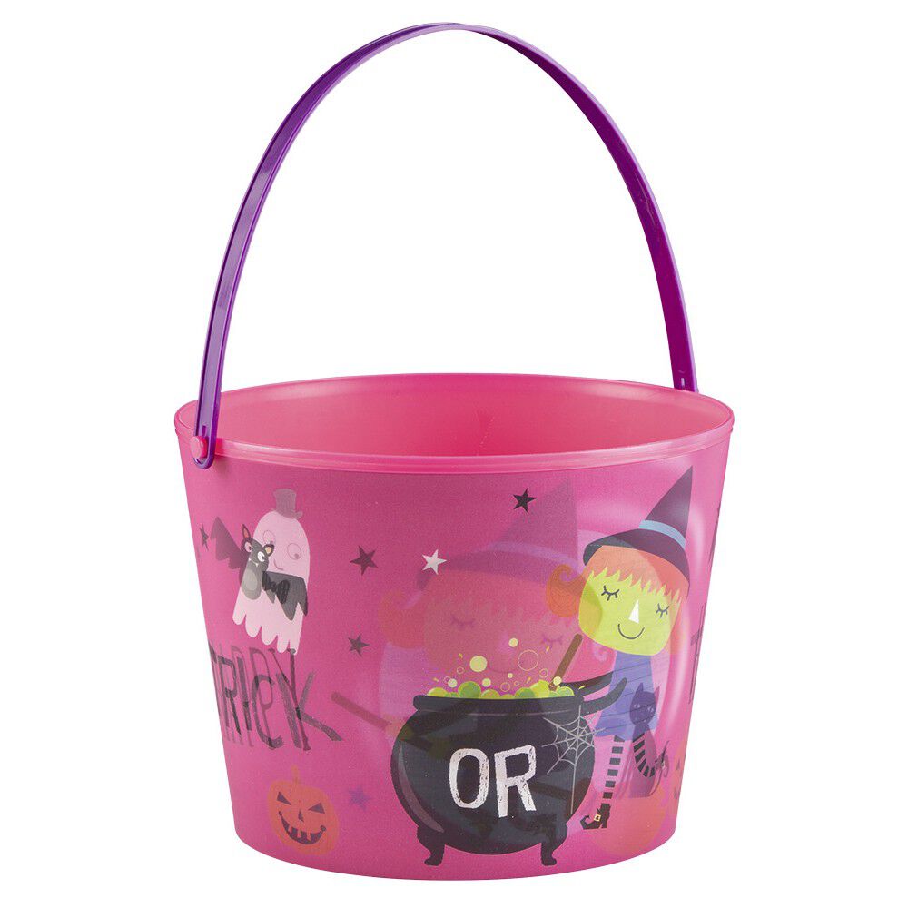 Seau à bonbons Halloween avec effet d'optique rose