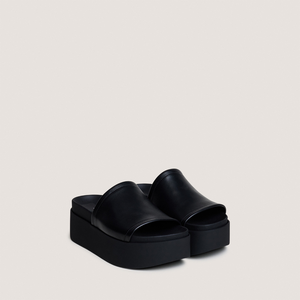 Mules à plateformesen cuir noir | ETHEL