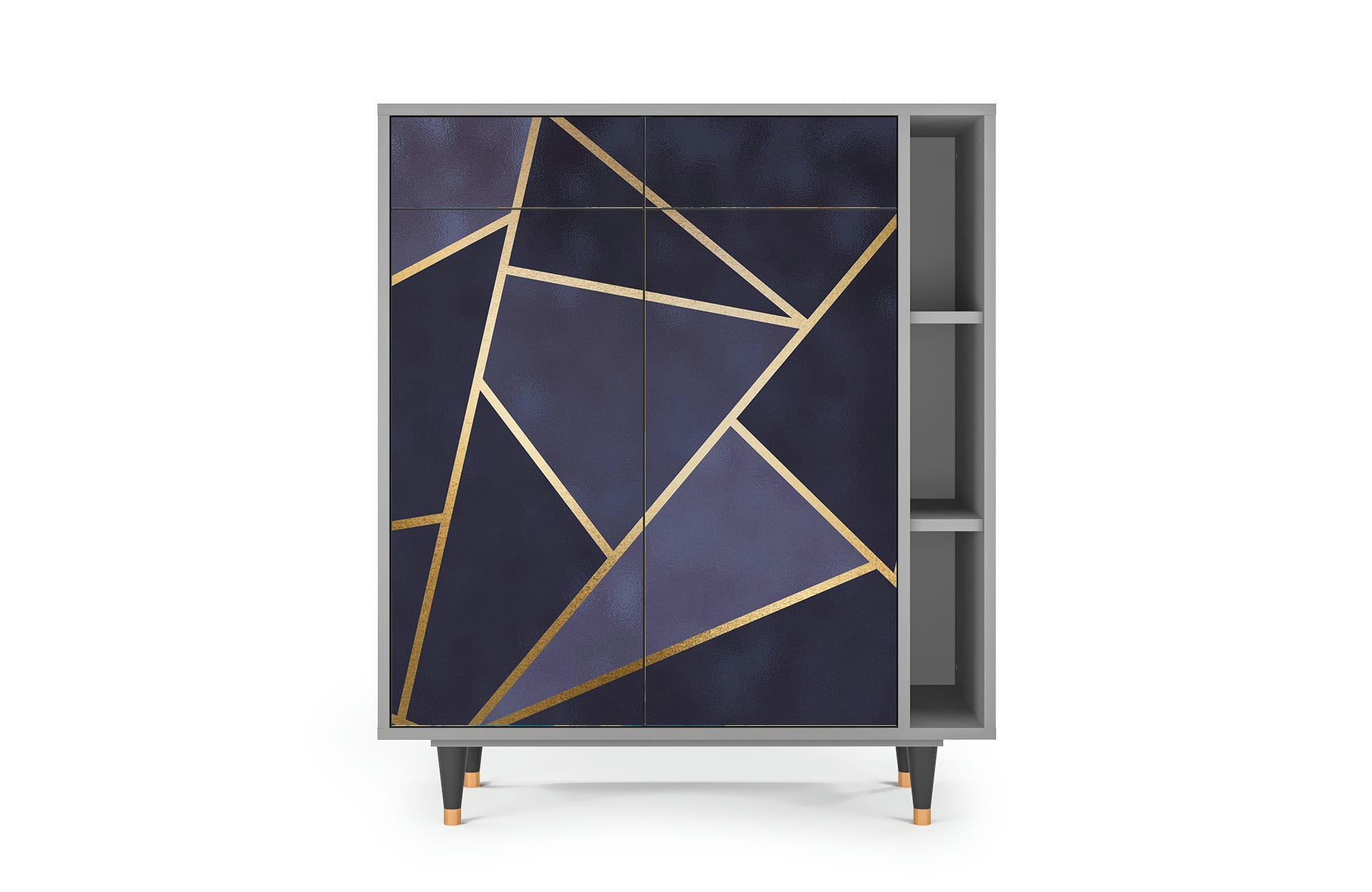THE AMETHYST - Buffet  bleu 2 tiroirs et 2 portes L 94 cm