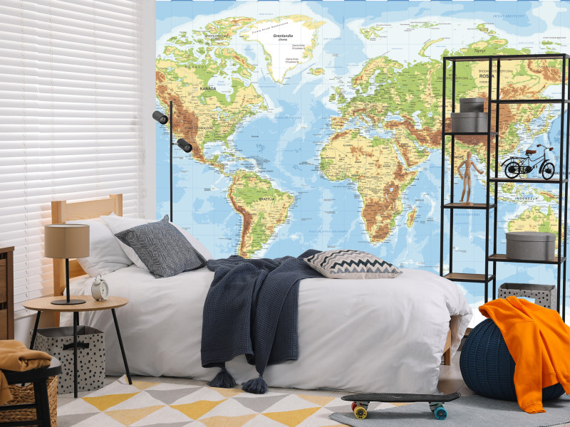 Fototapeta Mapa świata po polsku 100x70cm