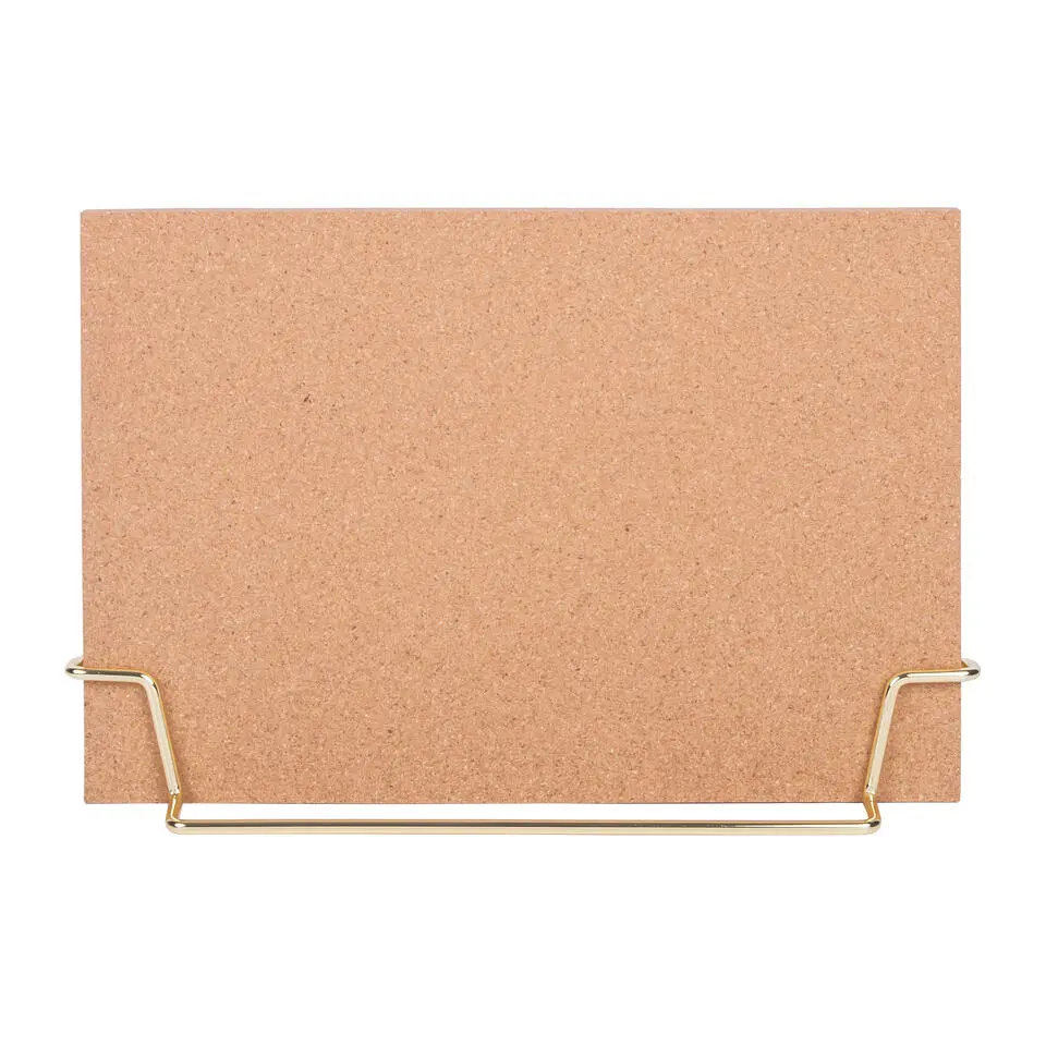 QUVIO Staande memo/kurkbord met prikkers en houder in goud