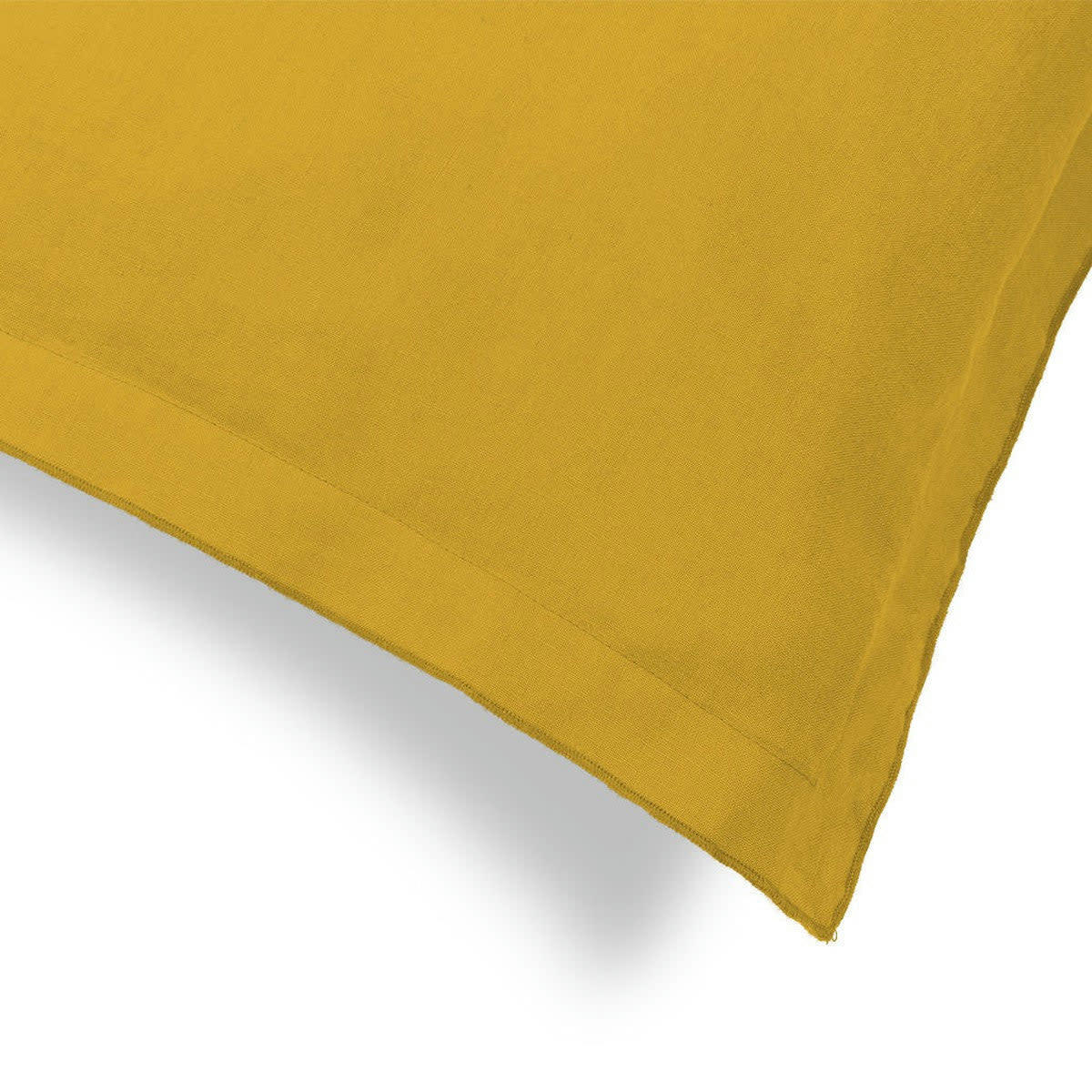 HORTENSE - Taie d'oreiller (x2) lin lavé  65x65 jaune moutarde