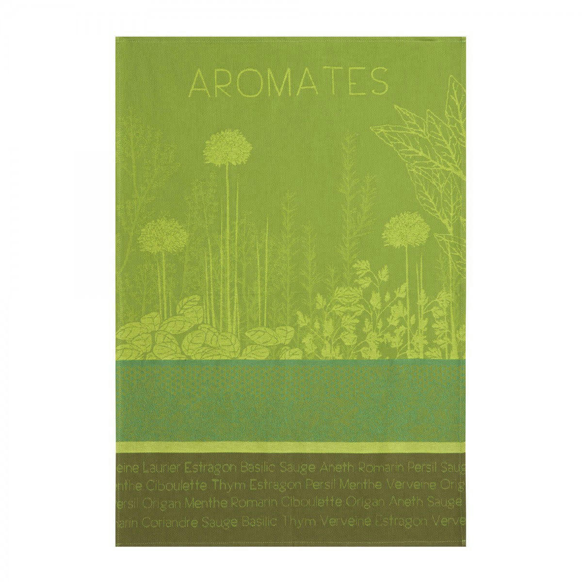 AROMATES - Torchon en jacquard de coton vert 50x75