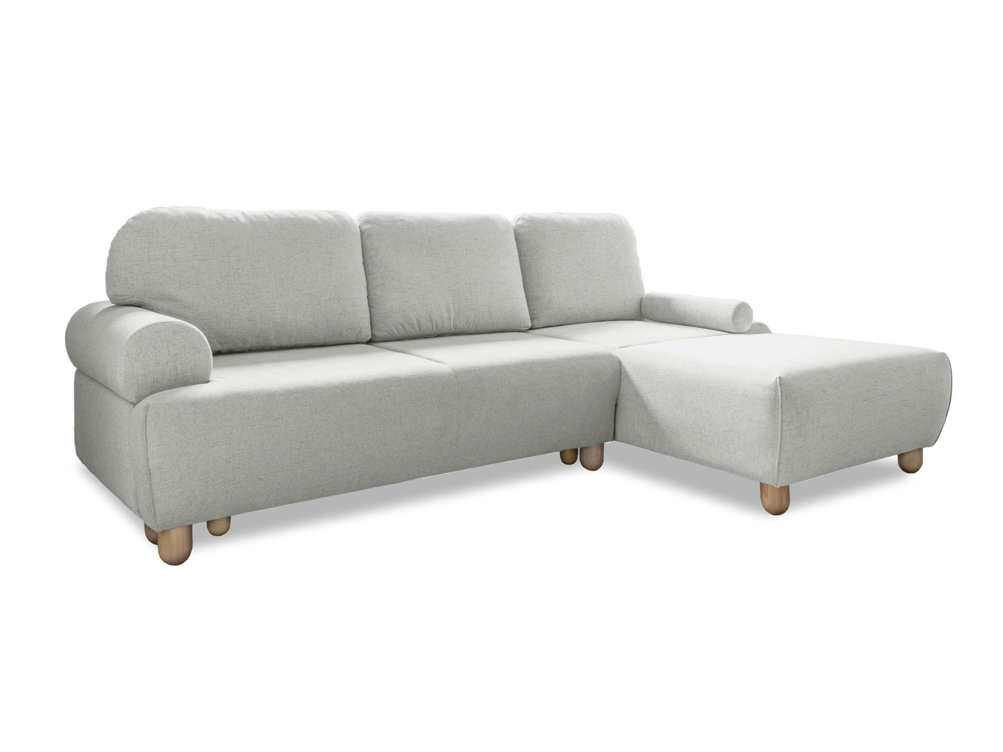 OLLI - Canapé d'angle droit convertible 4 places en tissu beige