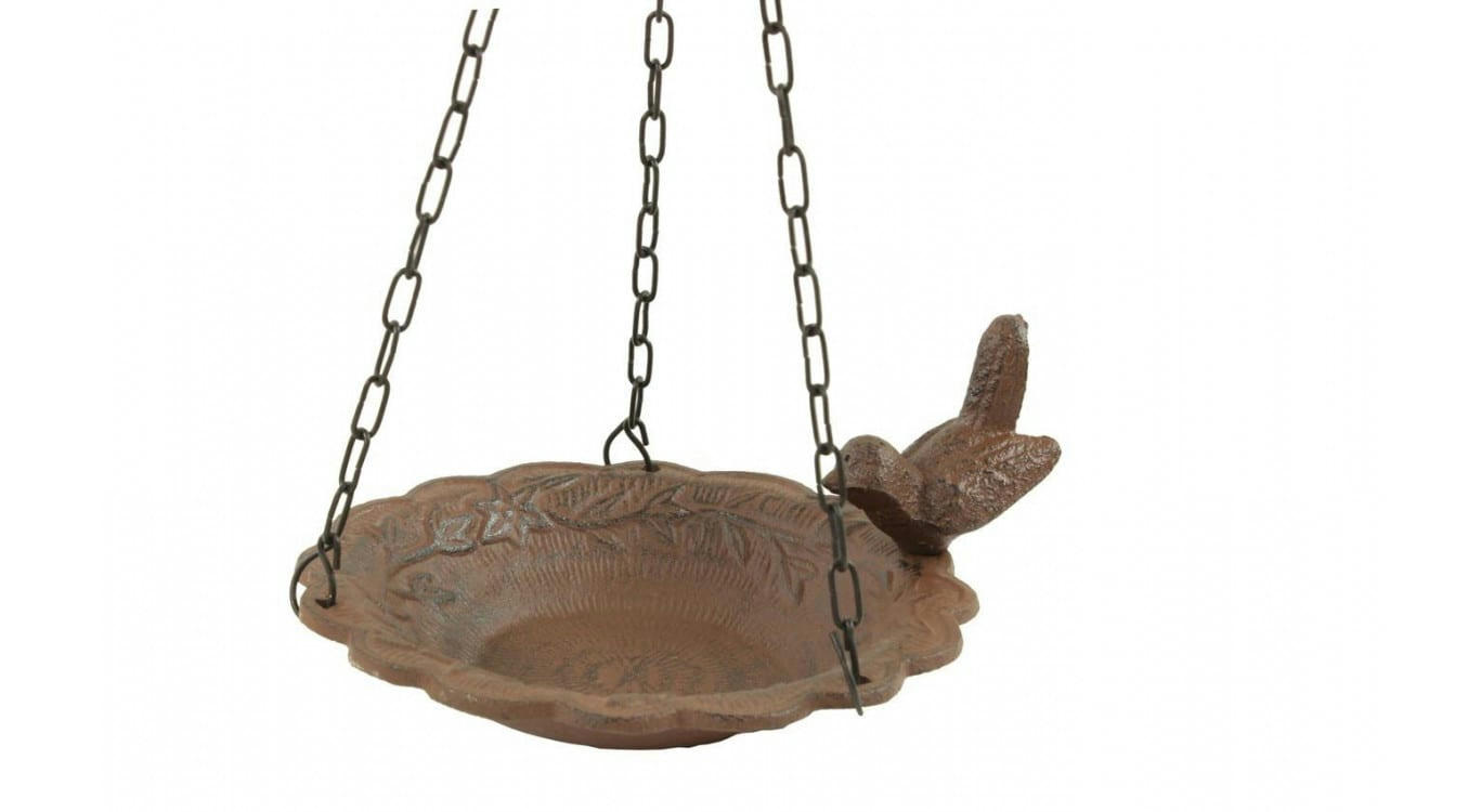 - Mangeoire Oiseau Suspendu Fonte Marron
