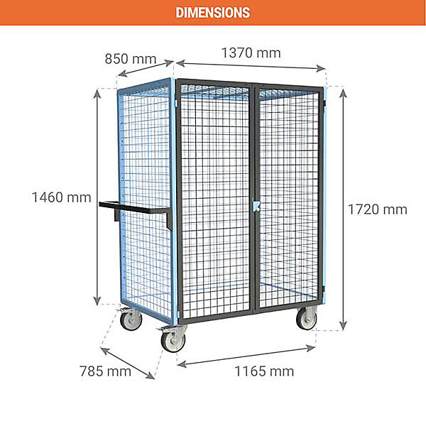 Chariot grillagé verrouillable non marquant - Plateau bois mélaminé 1165x785mm - Charge max 500kg - 880725233