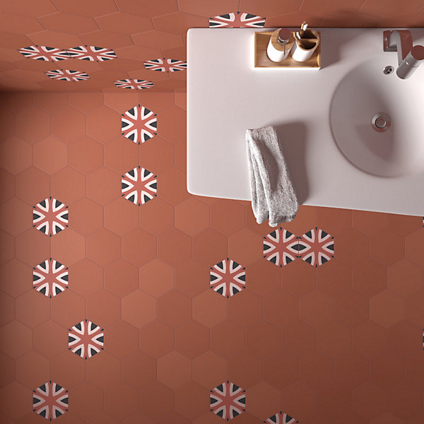Carrelage sol / mur hexagonal à motif coloré 17,5x20 cm COIMBRA DOLCE 30659