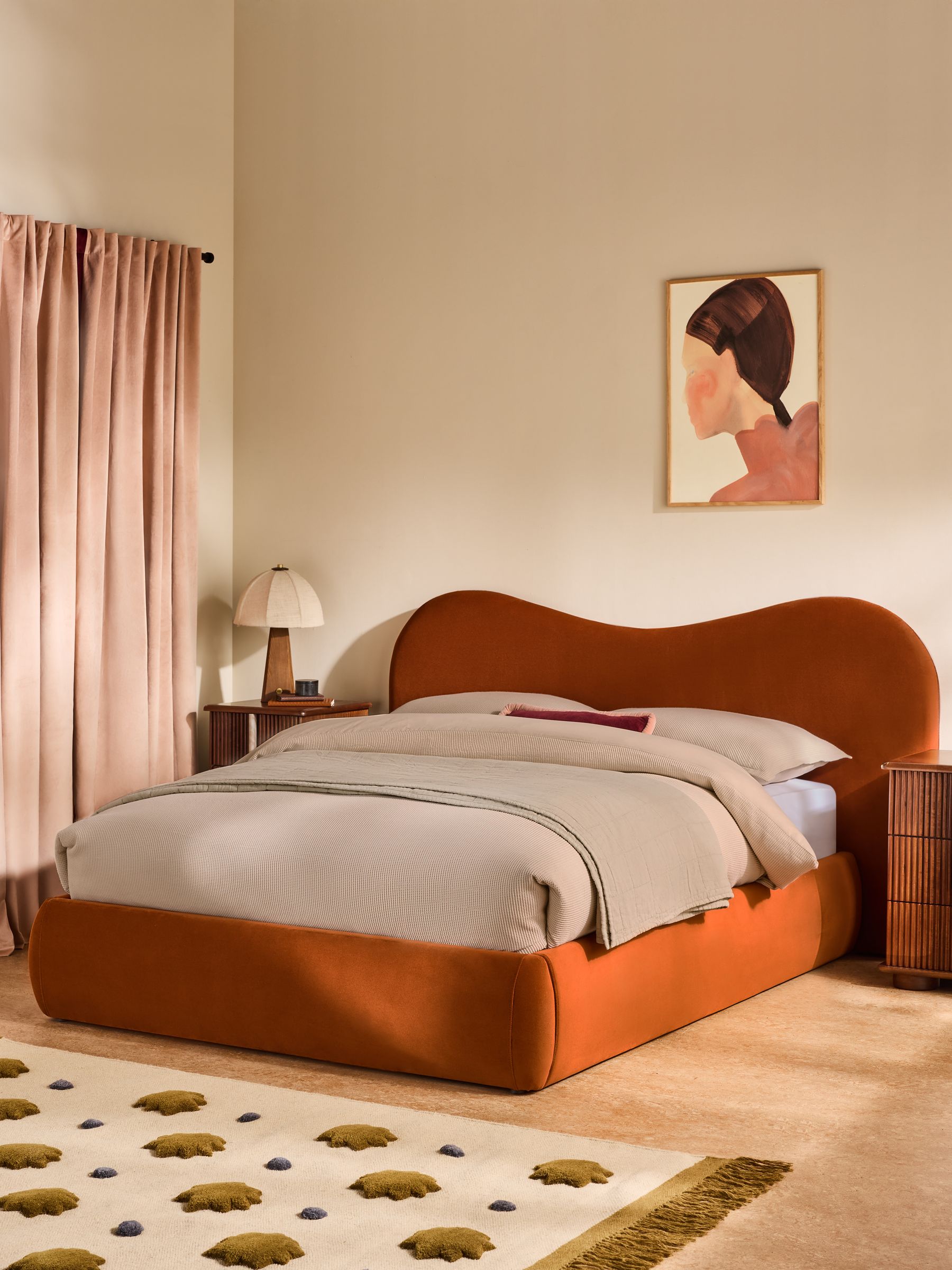 Maya Ottoman Bed in Velvet Cinnamon