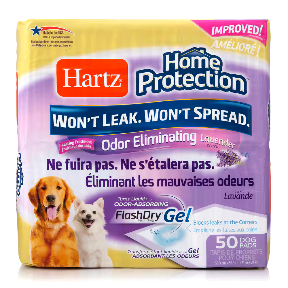 Hartz Home Protection™ Odour-Eliminating Dog Training Pads, Lavender Scent, 21-in x 21-in, 50-pk