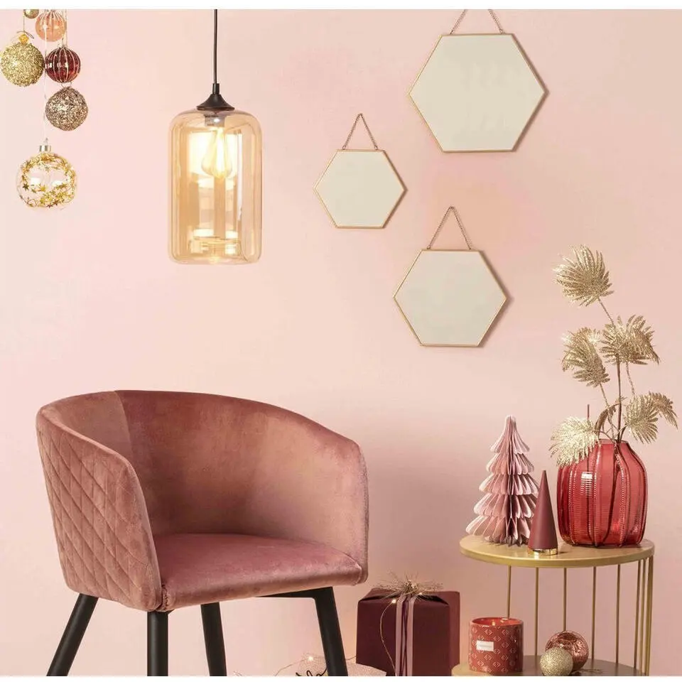 Atmosphera Wandspiegel set - 3ST - hexagon - goudkleurig - metaal