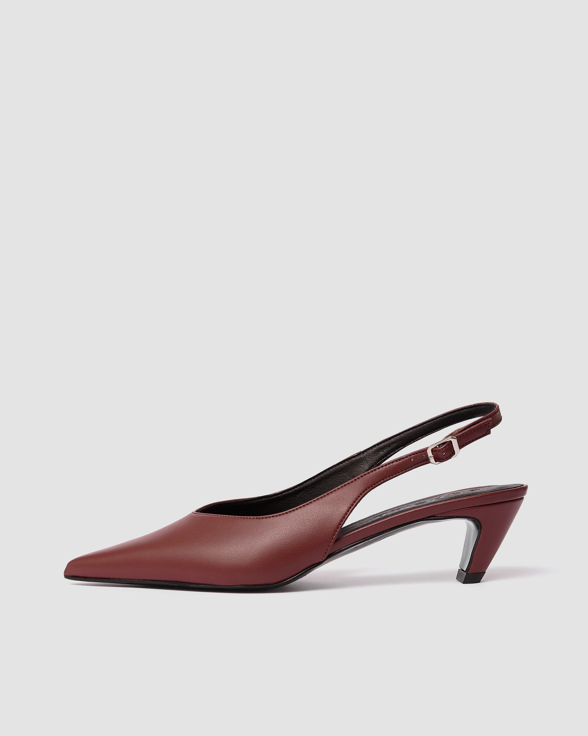 BOHEMA - Kitten Heels Buty Burgund, ze skóry roślinnej, polska rodzinna marka