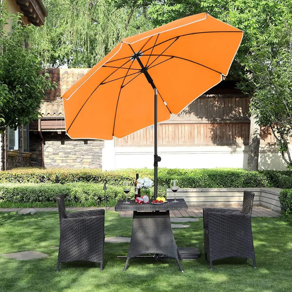 Stok Parasol, 160 cm Diameter, ronde tuinparasol kantelbaar - Oranje