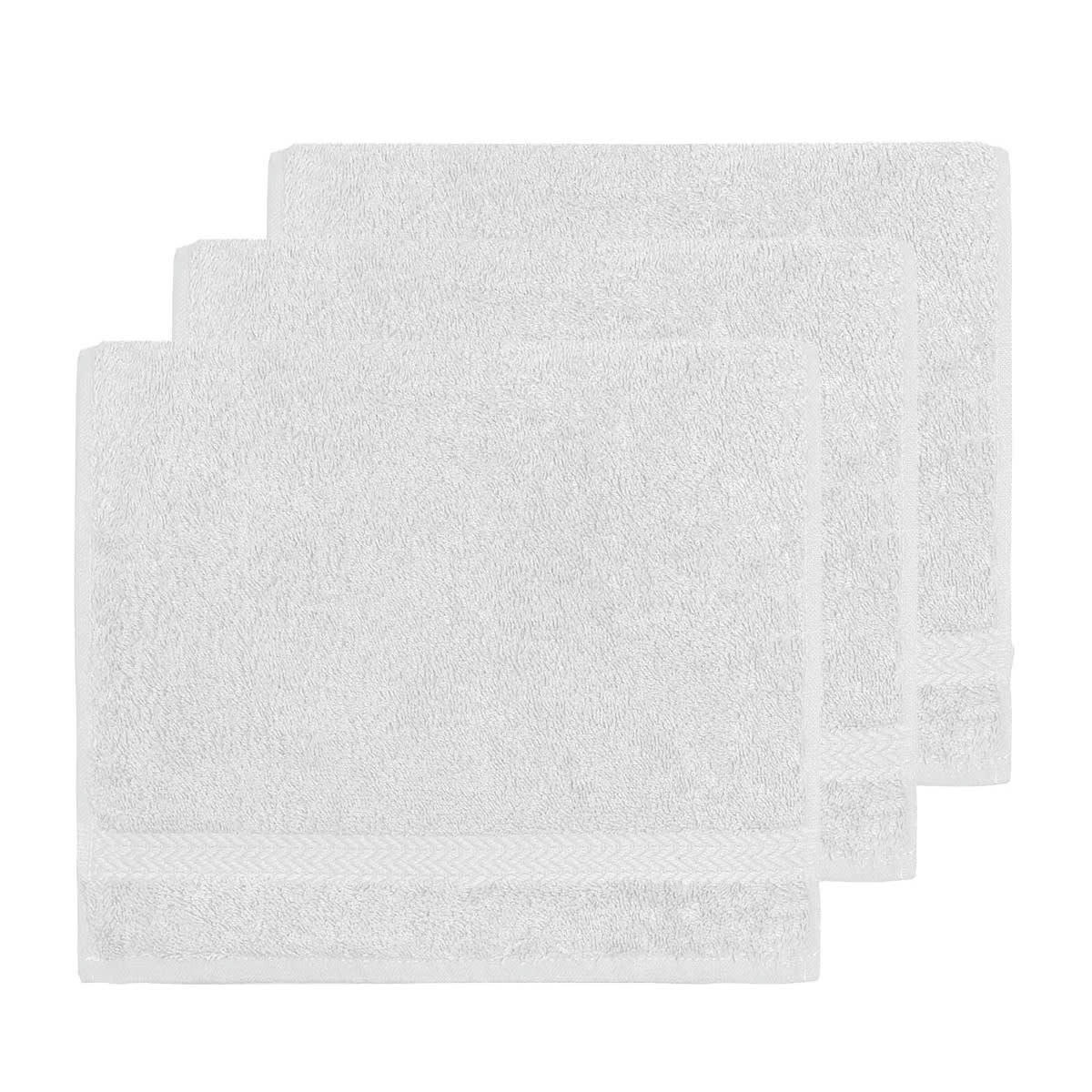 LUXURY - Lot de 3 serviettes invité 550gr/m²  blanc 30x50 cm