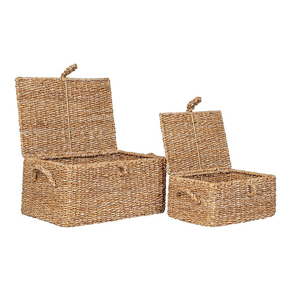Lot de 2 Paniers Décoratifs de Rangement Bogra, Marron, Herbe de Mer, 28x40x20 cm, Seven Design