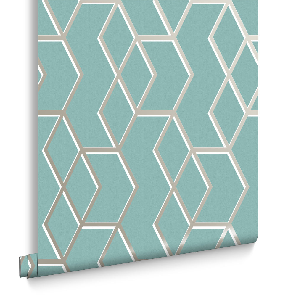 Graham & Brown Vliesbehang - Archetype Mint White Gold - 10mx52cm