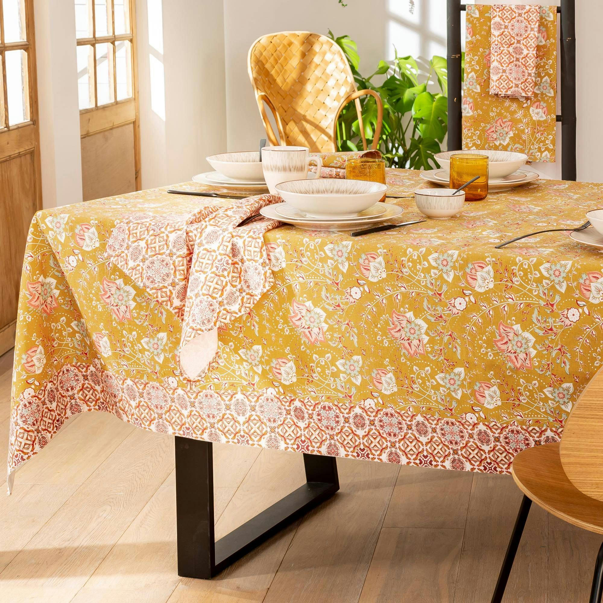 NAPINDIA - Nappe 140x250 multicolore en coton 200 g/m²