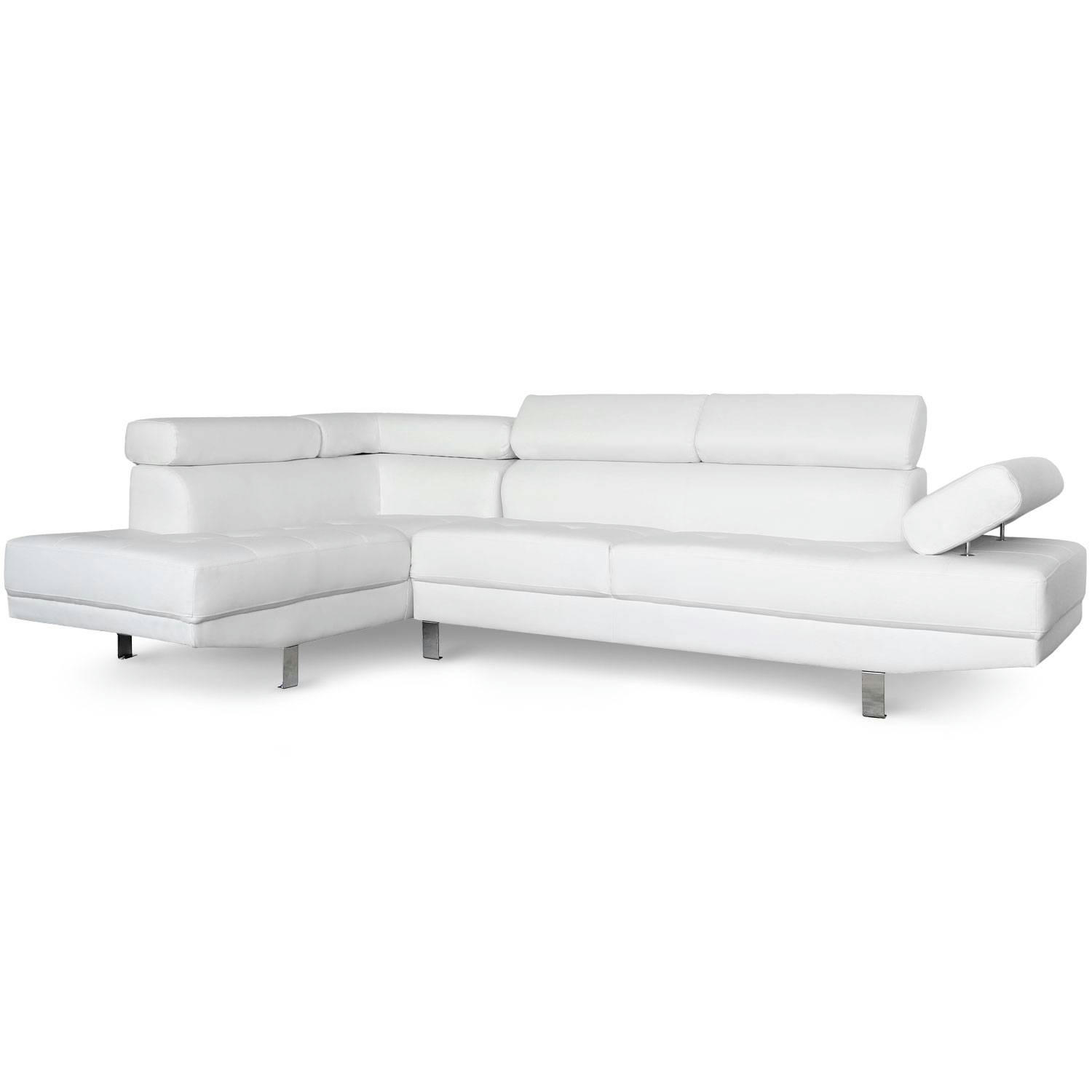 ALFA - Canapé d'angle avec têtières relevables blanc