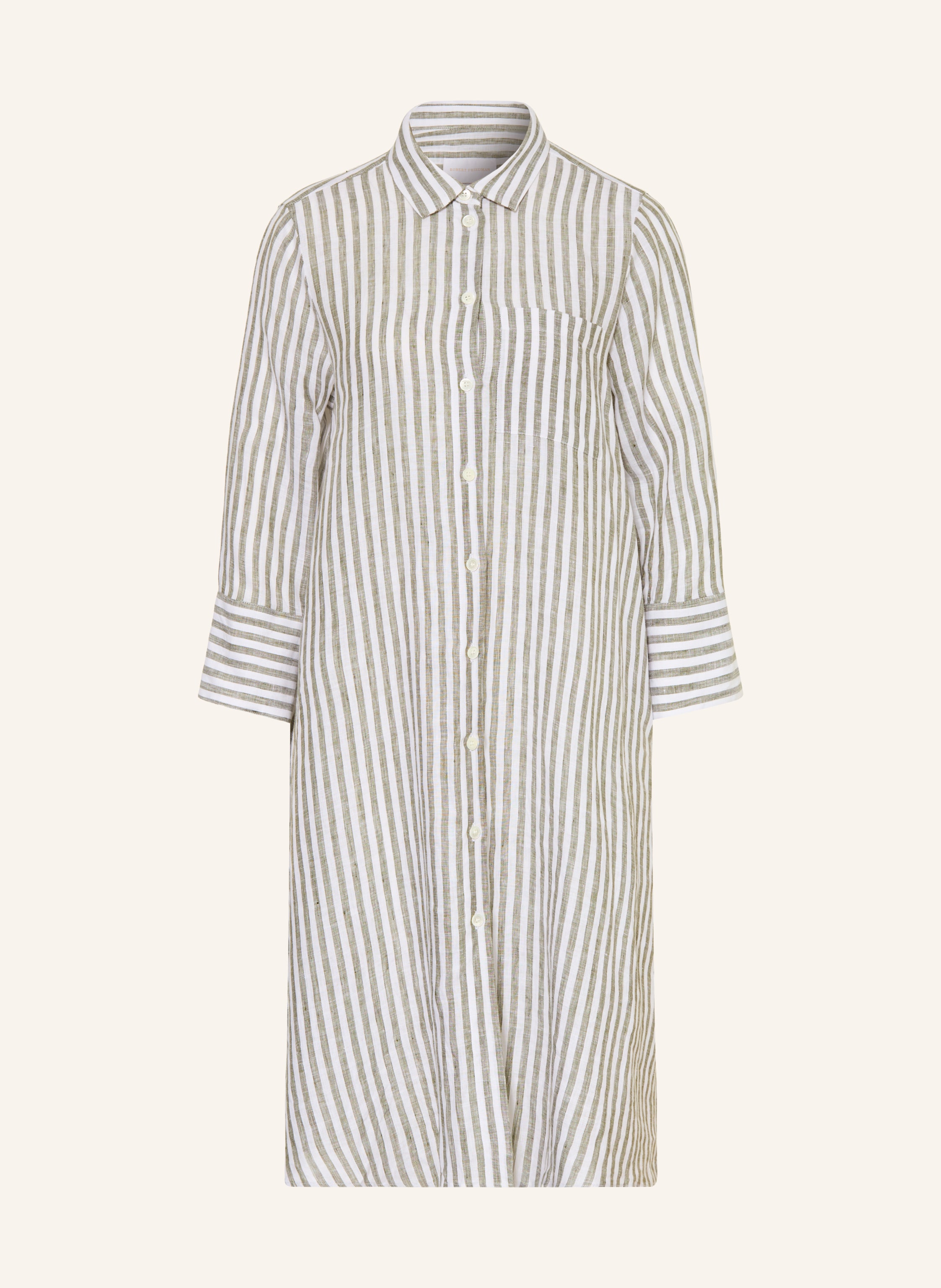 ROBERT FRIEDMAN Hemdblusenkleid aus Leinen mit 3/4-Arm