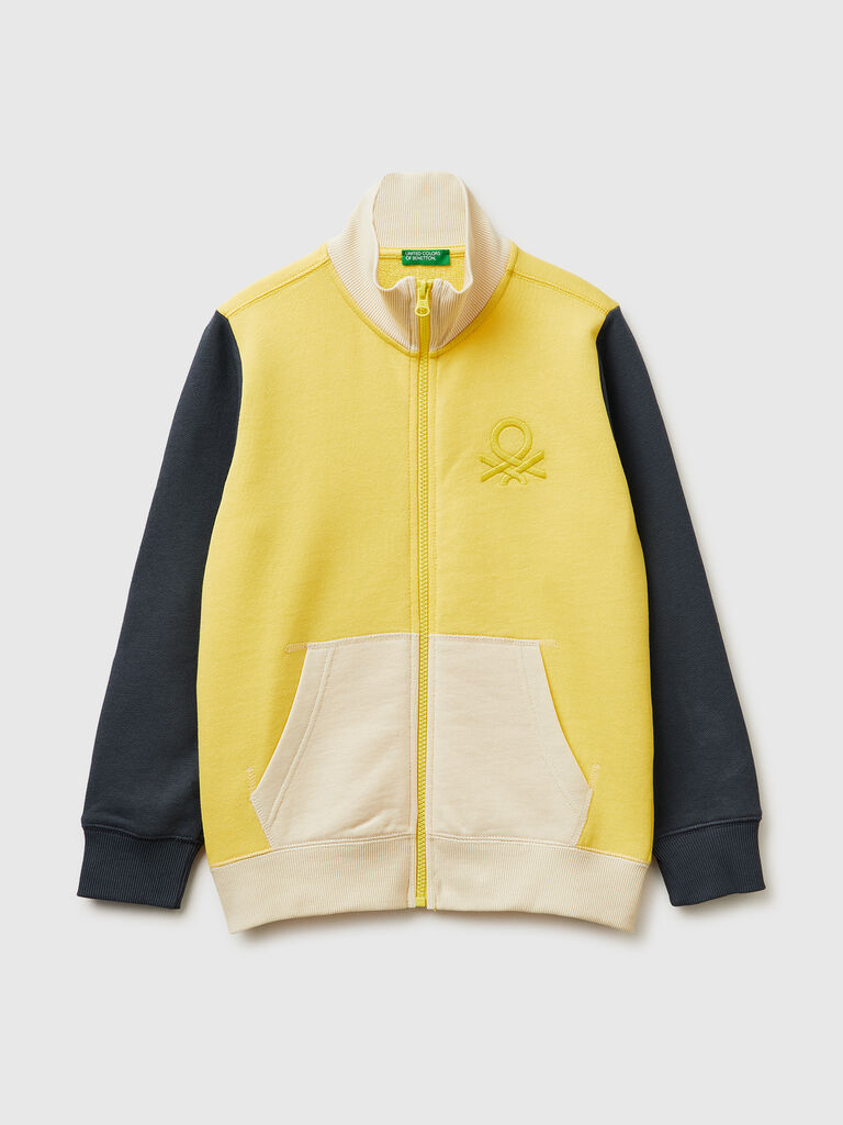 Pure cotton zip-up sweatshirt