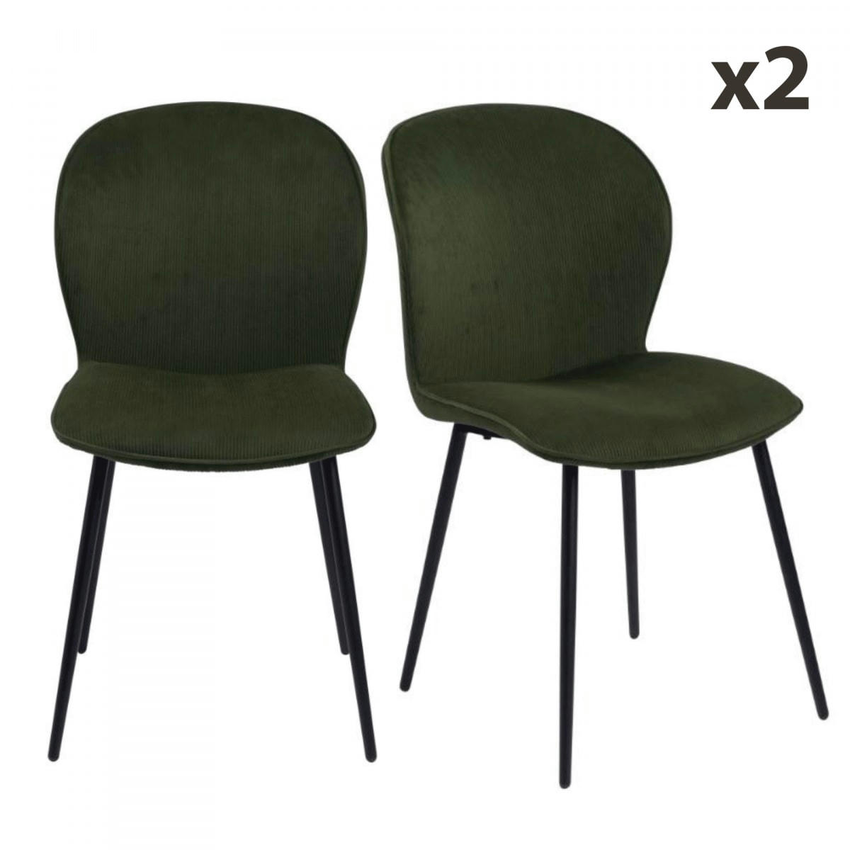 DELIA - Lot de chaises modernes en velours vert