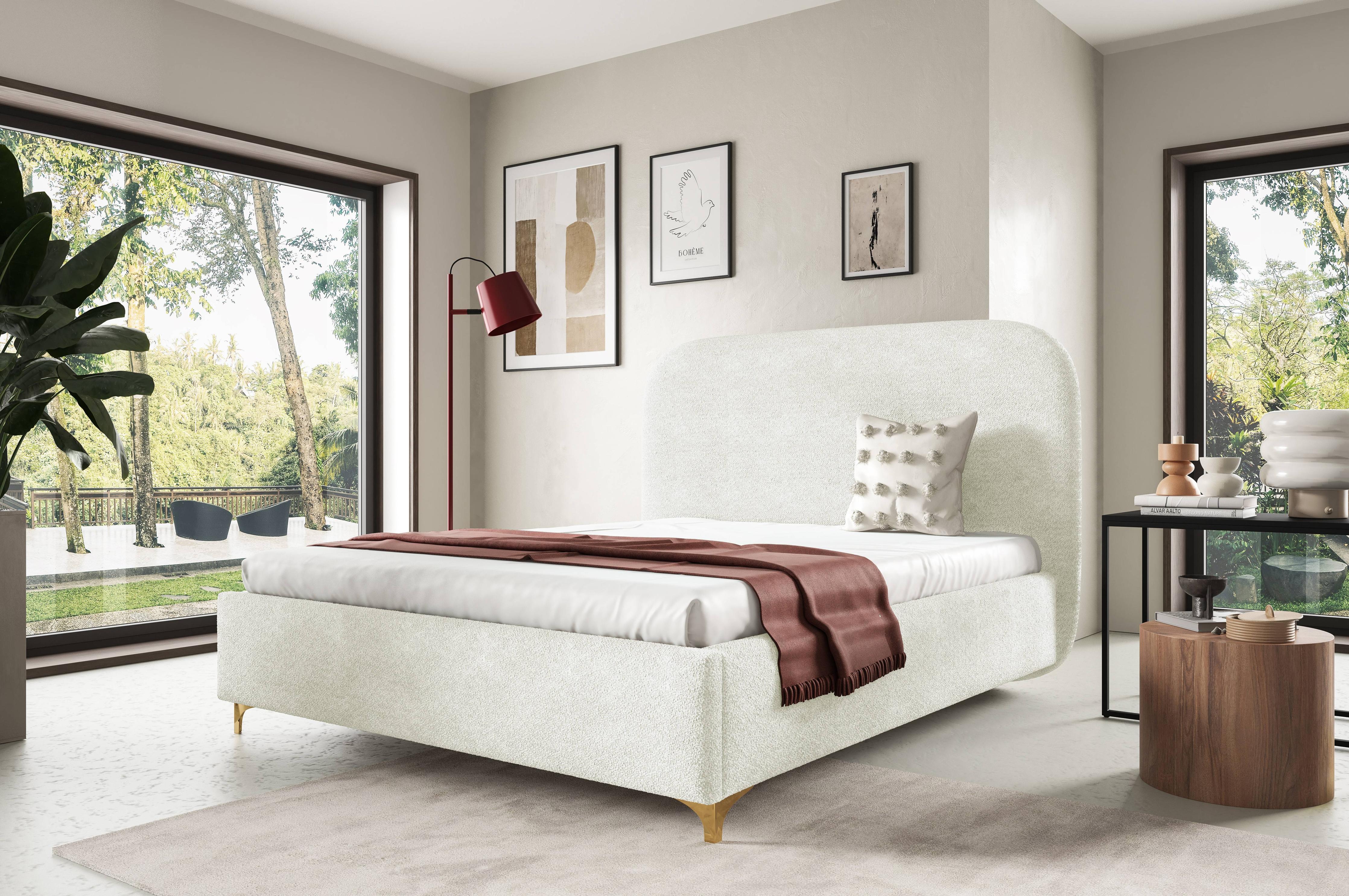 Bedframe Lisar bouclé met opbergruimte 180 x 200 cm
