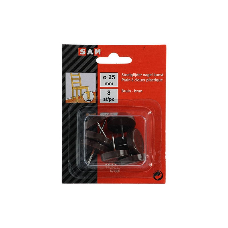Patin en PVC à clouer brun Ø 25 mm 8 pièces