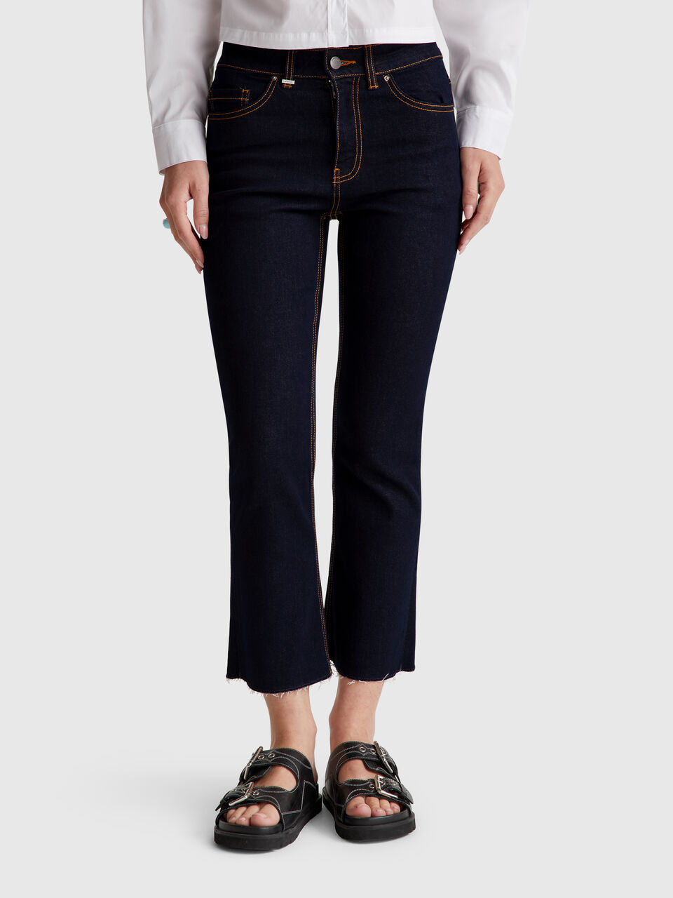 Cropped cotton jeans