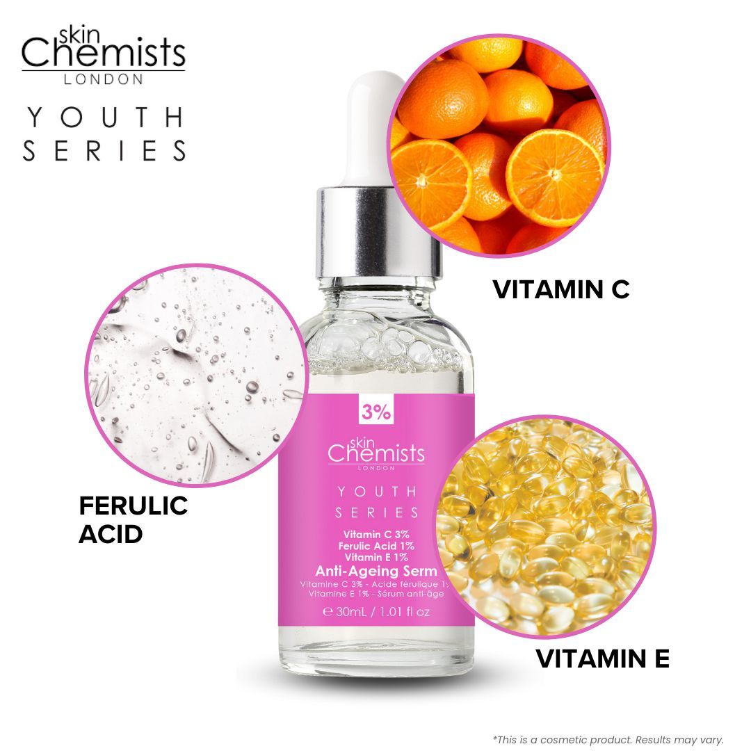 skinChemists Advanced Anti-Ageing Serum Vitamin C 3%, Ferulic Acid 1%, Vitamin E 1% 30ml x 2 Duo Set