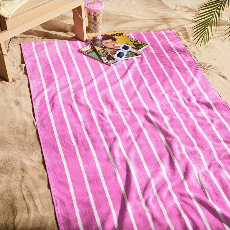 Habitat Pink Skinny Stripe Beach Towel
