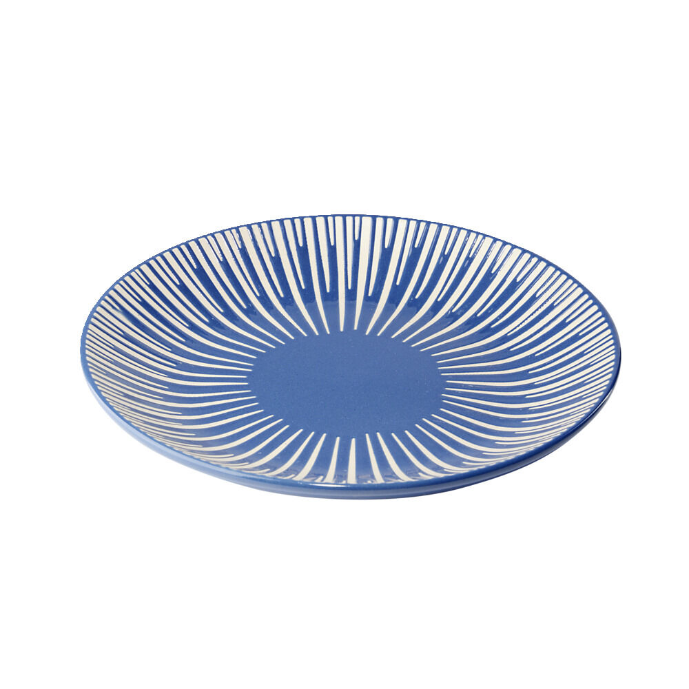 Assiette à dessert Rio en faïence bleu et blanc Ø19cm