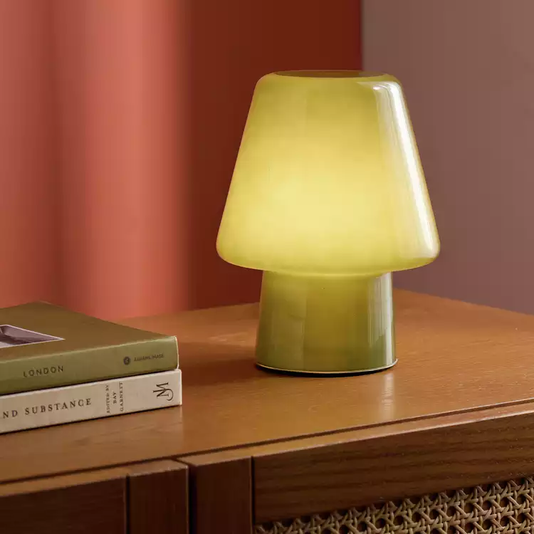 Habitat Flore Glass Table Lamp - Green