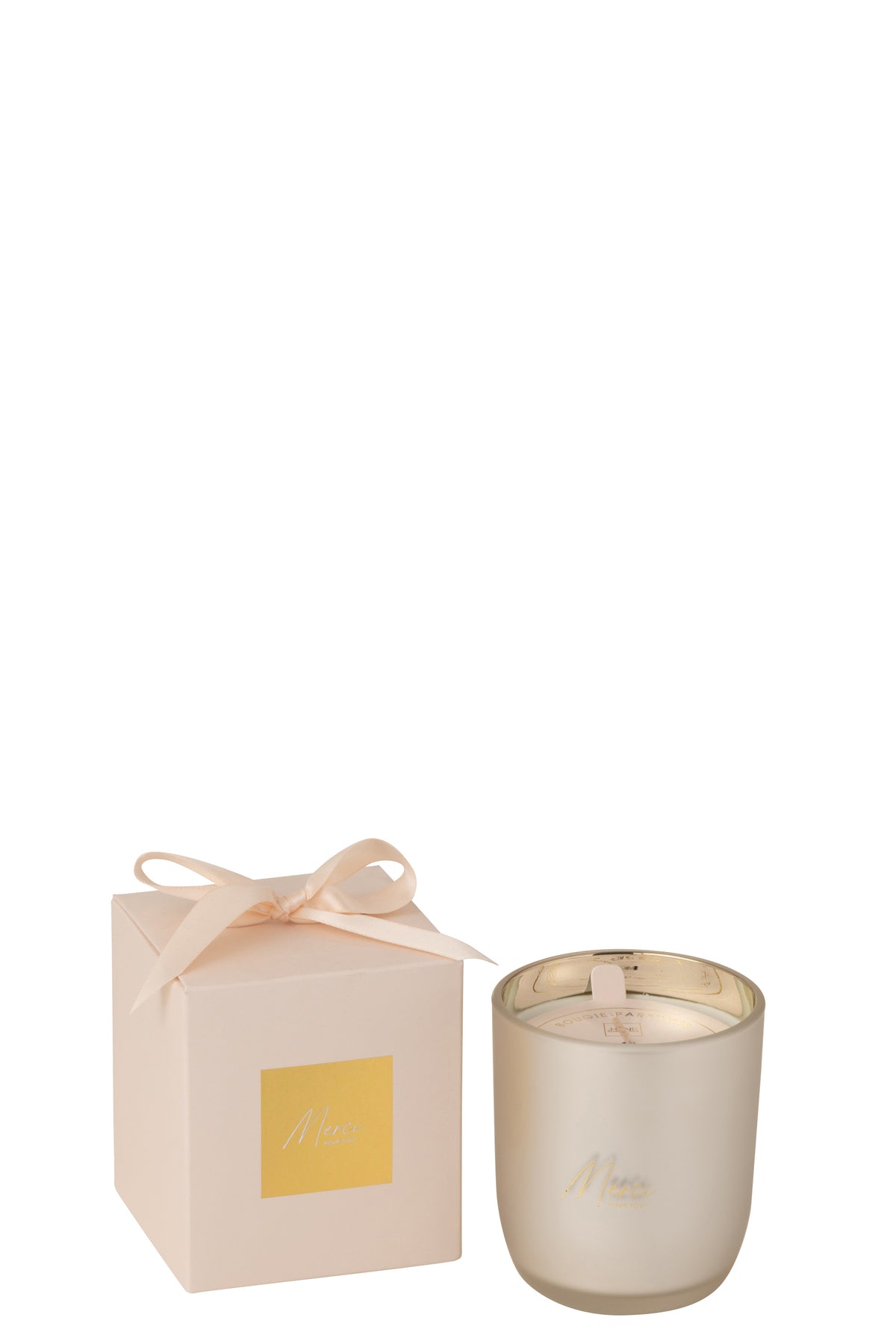 J-Line geurkaars Merci - Elderflower - glas - beige - small - 35U