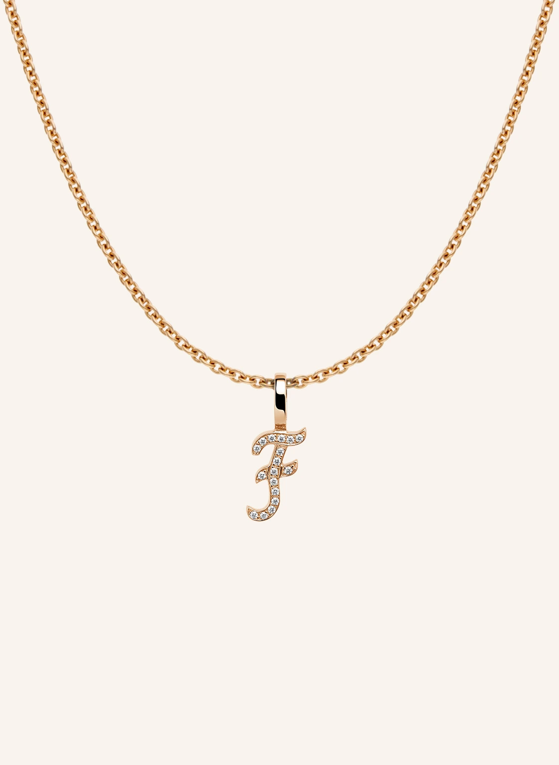 CADA Kette TINY DIAMOND LETTER F