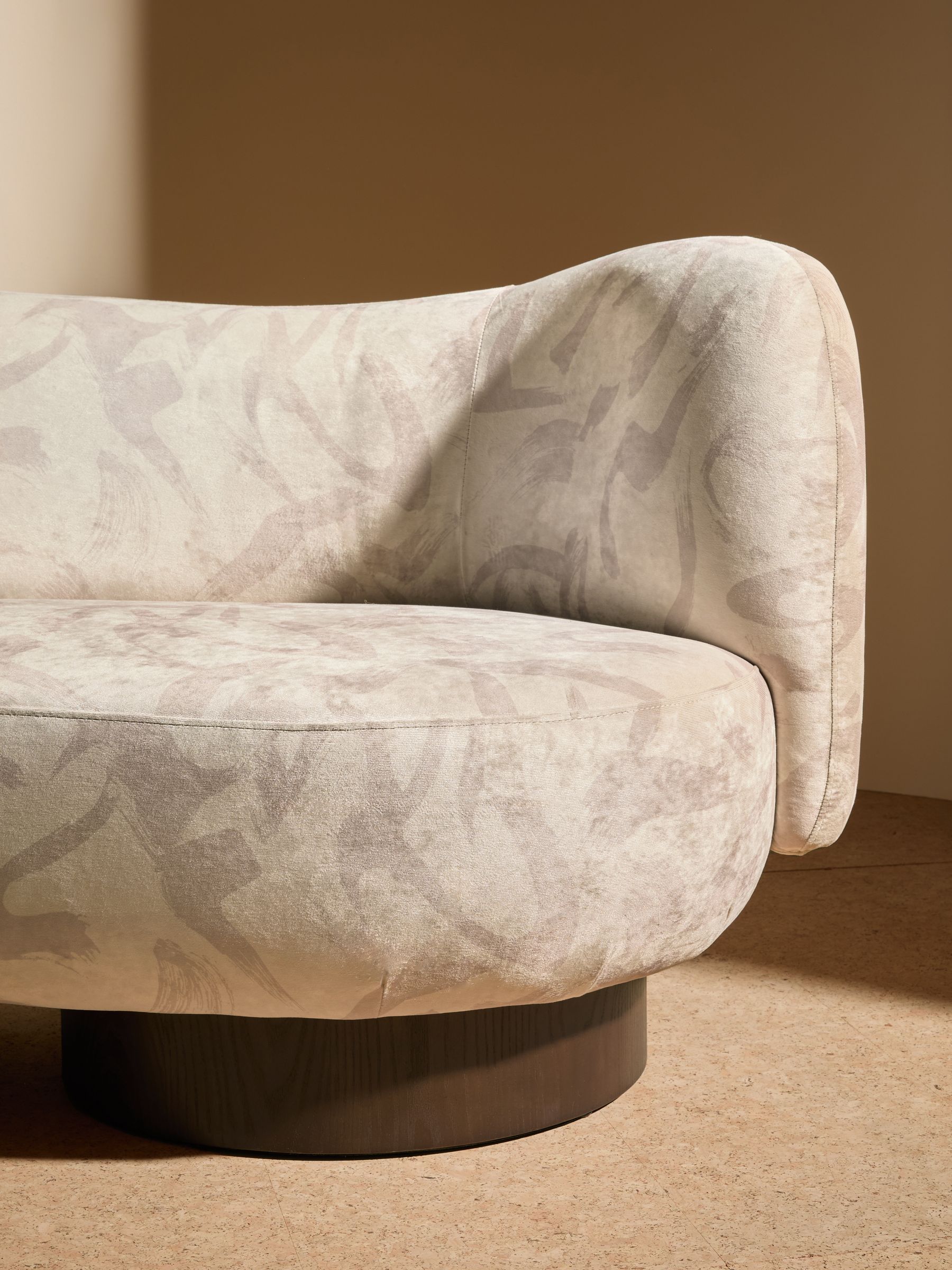 Novara 2 Seater Sofa in Natural Taupe Brushstroke Velvet
