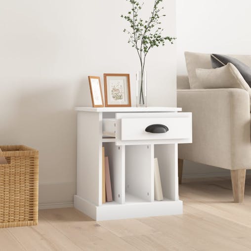 NNEVL Bedside Cabinet White 43x36x50 cm